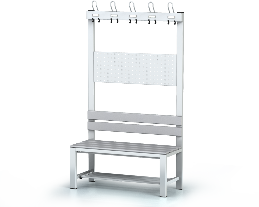 Benches with backrest and racks, PVC sticks -  with a reclining grate 1800 x 1000 x 430